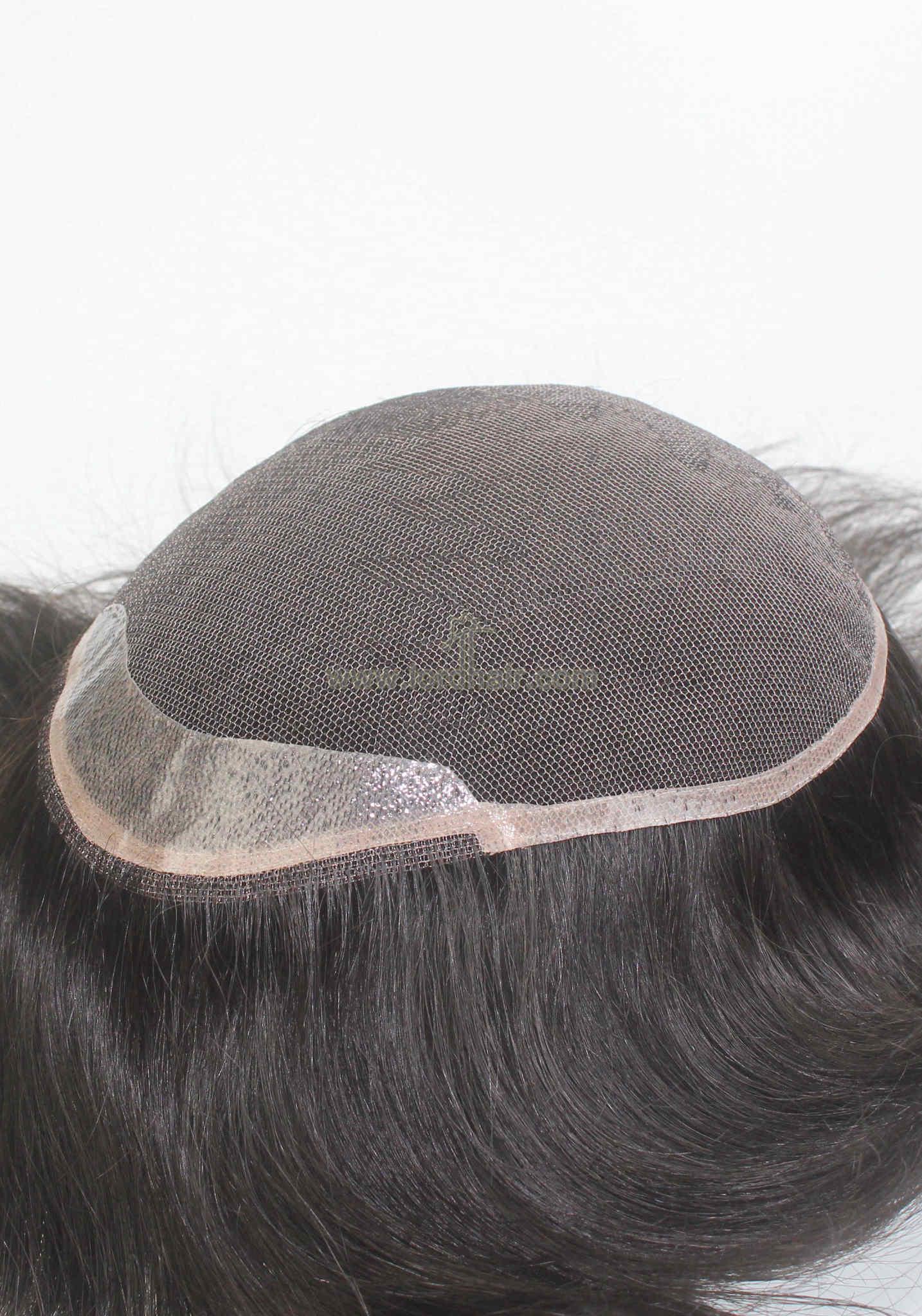 YJ1251: Durable German Net PU and Lace Front Human Hair Men's Toupee