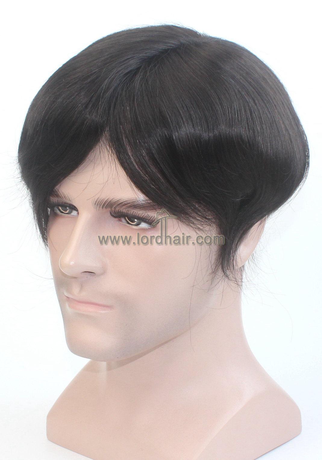 YJ1251: Durable German Net PU and Lace Front Human Hair Men's Toupee
