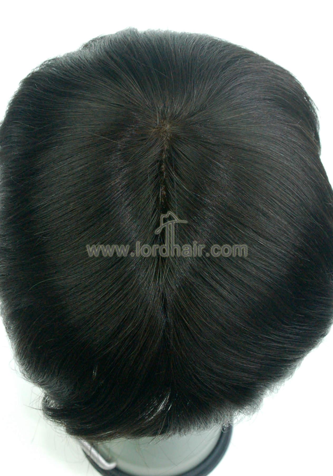 YJ637: French Lace with Transparent Skin Indian Human Hair Toupee For Men