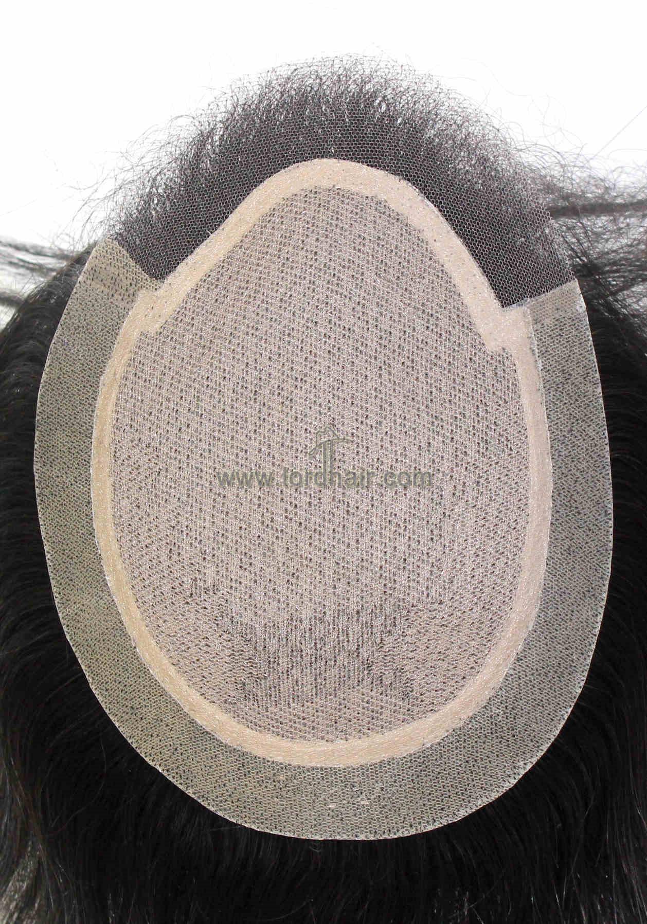 YJ769: Natural Looking Silk Mono Top Lace Front Indian Human Hair Toupee