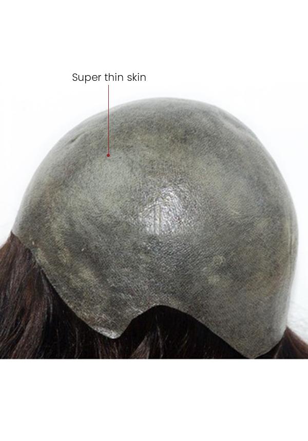 All thin poly full head toupee, injection technique, European hair toupee