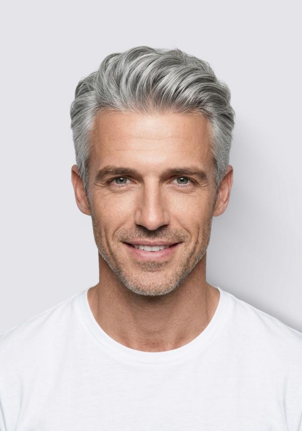 UTS Silver | Gray Hair 0.03mm Ultra Thin Skin V-looped Men's Hairpieces
