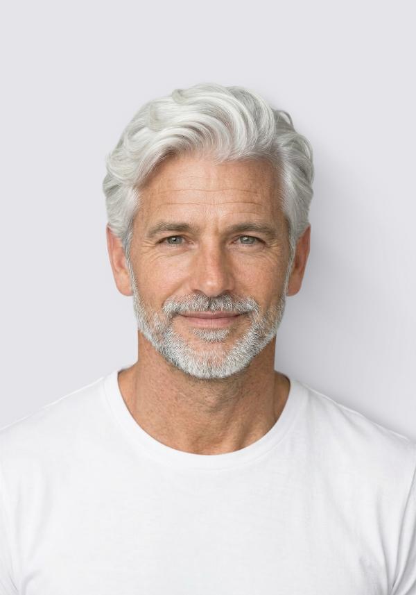 Champion Silver | Gray Hair Full French Lace Hairpieces for Men