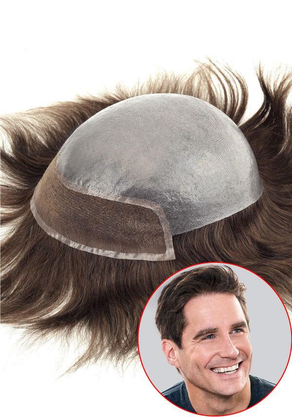 Custom Super Thin Skin Men’s Hair System with Lace Front