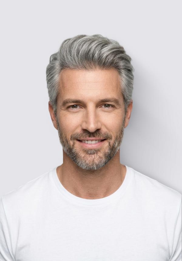 Combo Silver | Gray Hair Super Thin Skin Men's Hair Systems with Lace Front