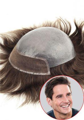 Custom Super Thin Skin Men’s Hair System with Lace Front