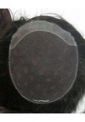 Custom made big hole net with transparent poly front long wigs for lady