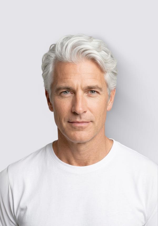 Lite Cosmos Silver | Gray Hair Super Fine Welded Mono Base - Low-Density, Natural Hairline