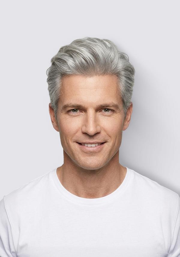 Neo-SF Silver | Gray Hair French Lace and Skin base Hair System with Standard Front Shape