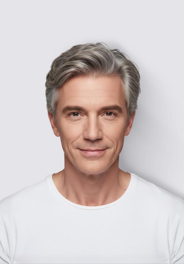 Quanta Silver | Gray Hair French Lace with Thin Skin Hairpieces