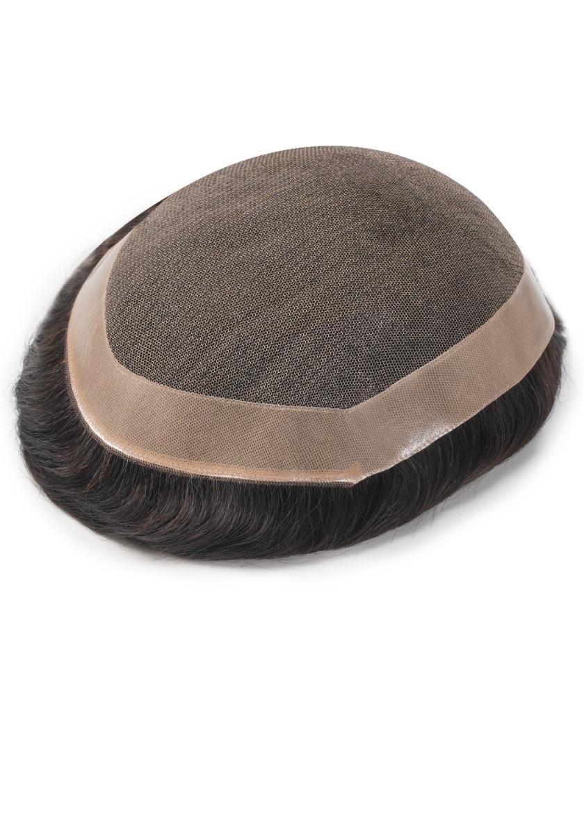 French Lace with PU Perimeter and Folded Lace Front Stock Men's Toupee