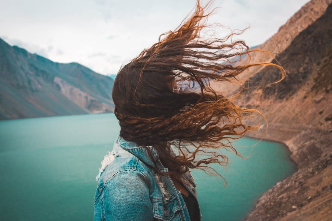 Women's hair blowing in the wind