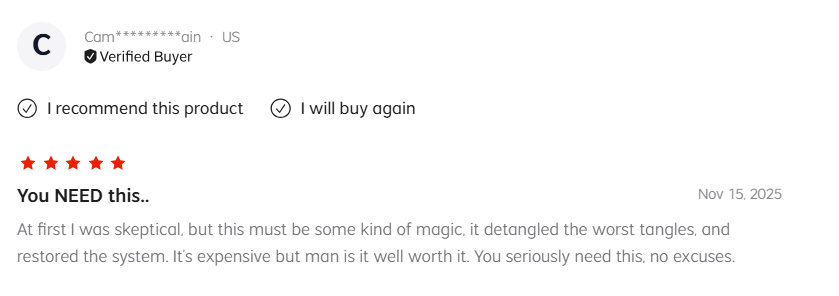 user review on Lordhair 3R