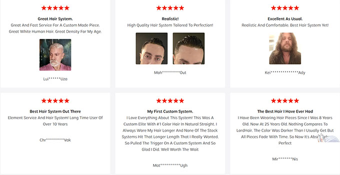 customer reviews for Lordhair custom hair system
