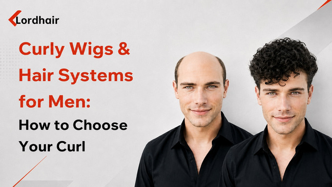 Before and after curly hair system for men