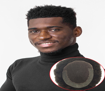 Quanta Afro men's hair system with lace front and skin base