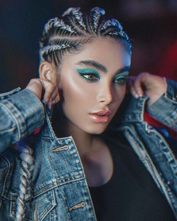 Black woman with cornrows