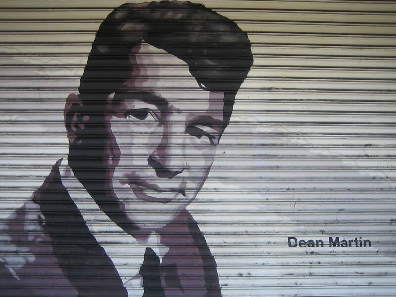 Art mural of signature Dean Martin hairstyle