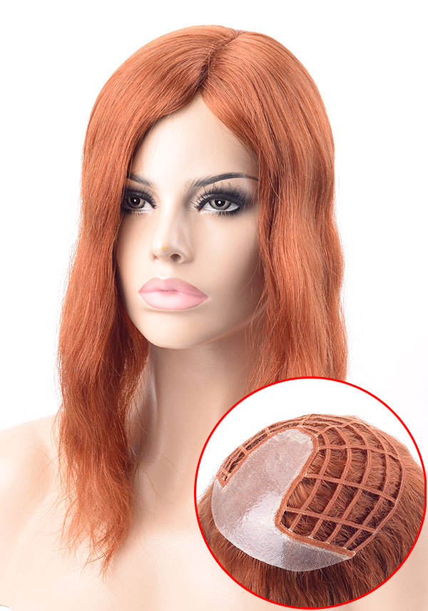Mannqeuin head with a red-haired Lordhar hair integration system for women