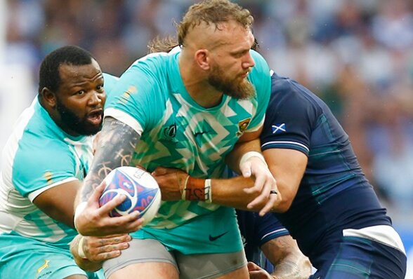RG Snyman in action against Scotland at RWC 2023