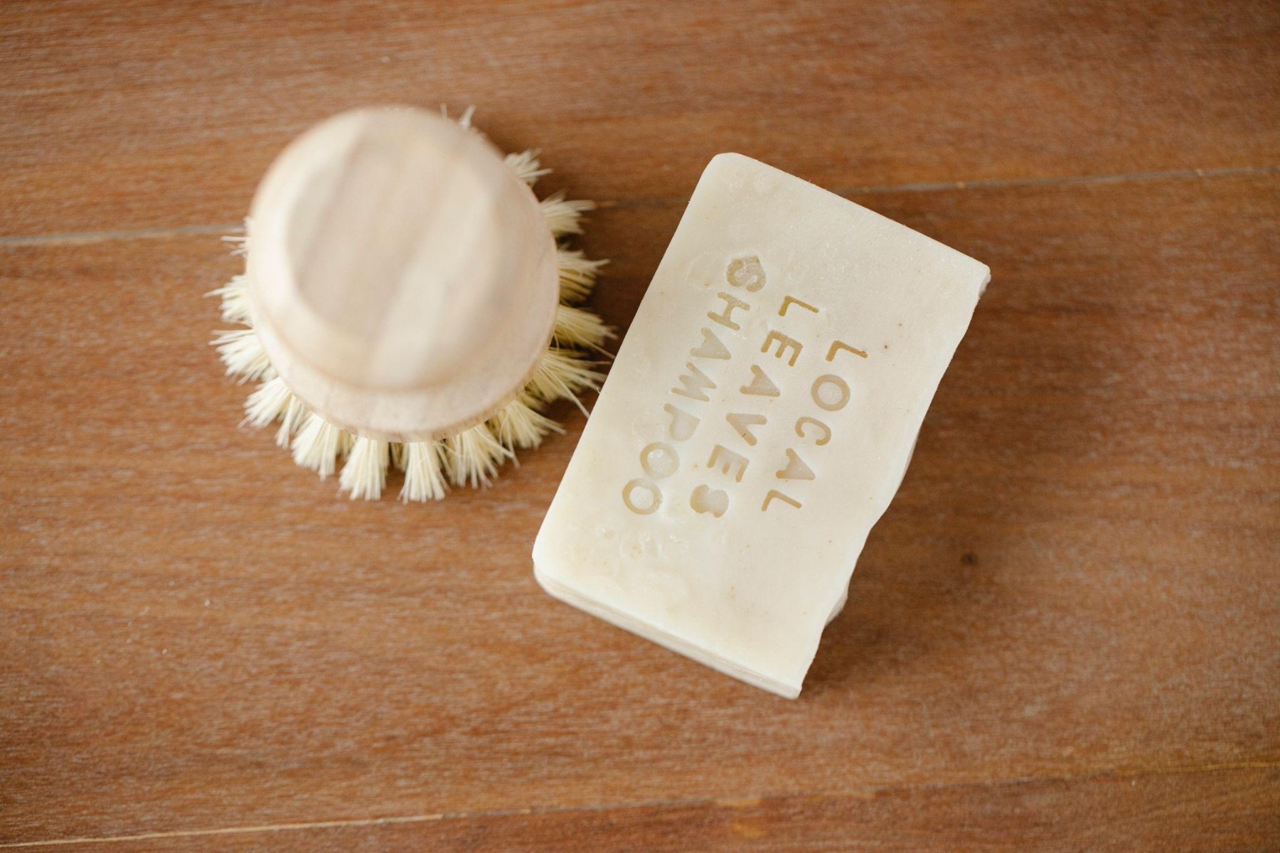 Shampoo bar and scrubbing brush