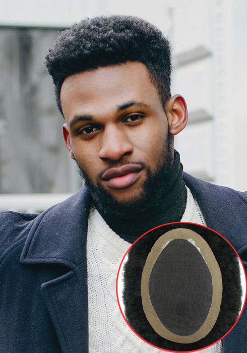 African American Men's Hair System with Royal Base