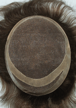 JQ373: German net base with PU coat perimeter, cut away design on back hair replacement system