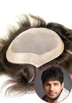 PU Perimeter Fine Mono Mens Human Hair Wigs Hair Systems
