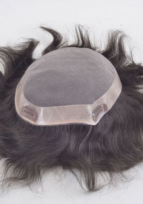 Men’s Clip-On Hairpieces for Thinning Hair designed with Fine Mono and PU Perimeter