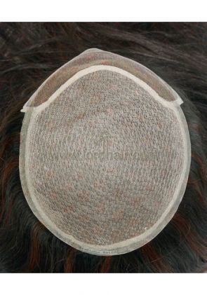 Custom made silk top with pu perimeter and French lace front hair replacement wigs for women