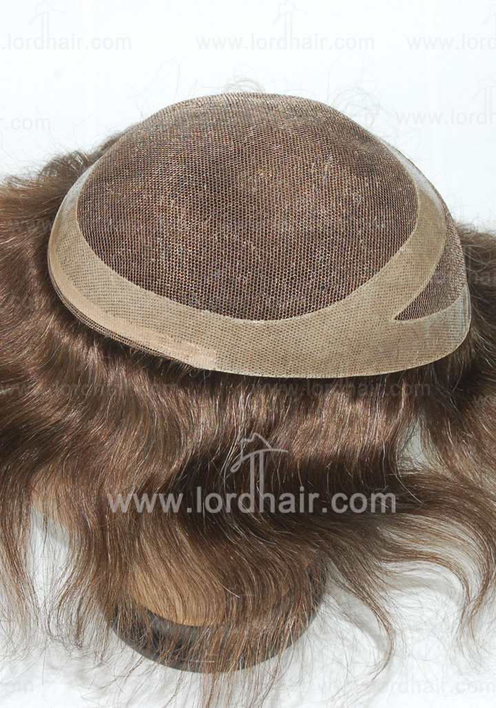 JQ373: German net base with PU coat perimeter, cut away design on back hair replacement system