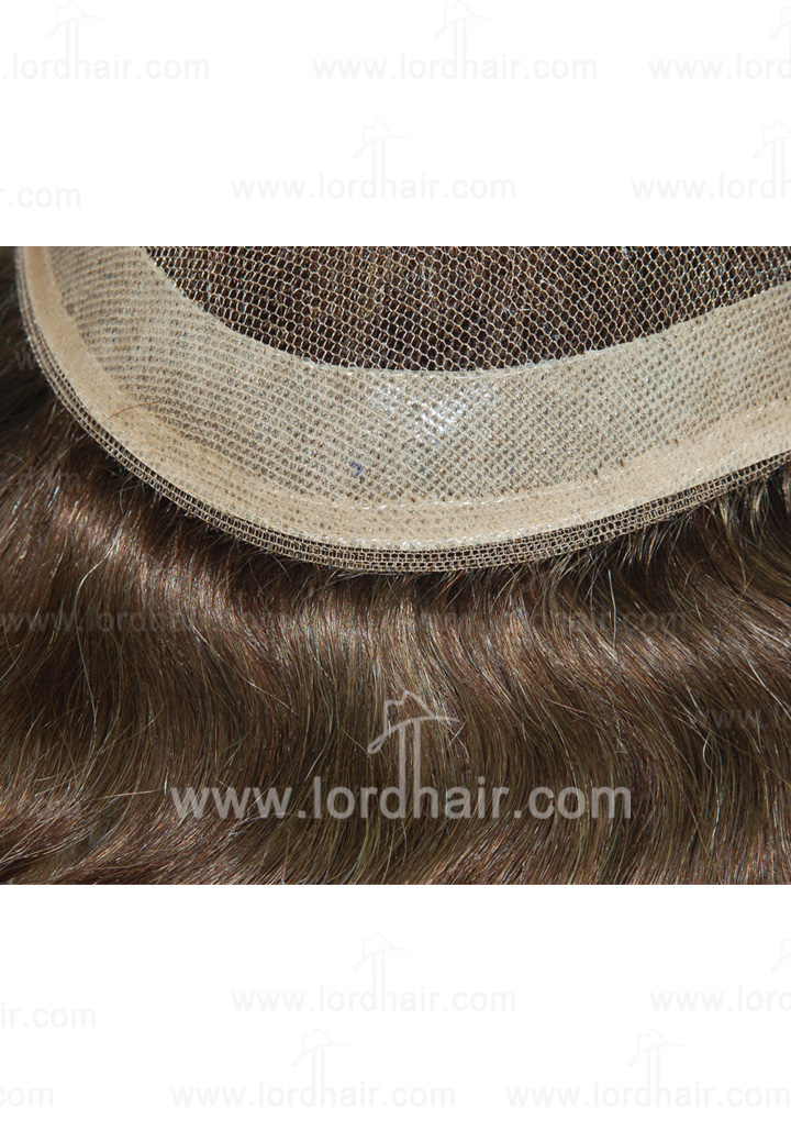 JQ373: German net base with PU coat perimeter, cut away design on back hair replacement system