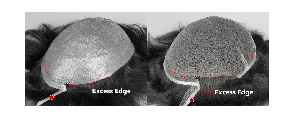 hairpiece excess edge trimming
