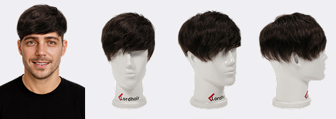 Men's side-swept bangs with layers hair system style