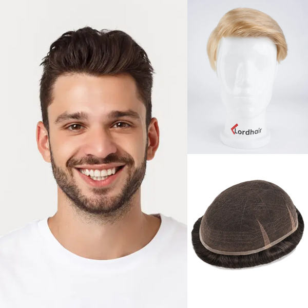 LordhairMen's Hair Systems Lordhair Full French Lace Toupee, Human Hair Piece, Breathable and Undetectable Men's Wig Lordhair Champion