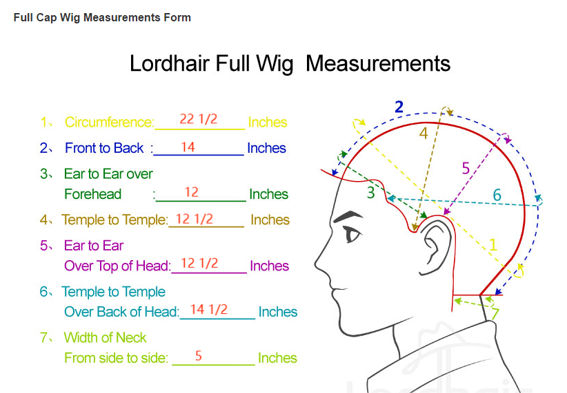 Lordhair Medical Wig Measurements