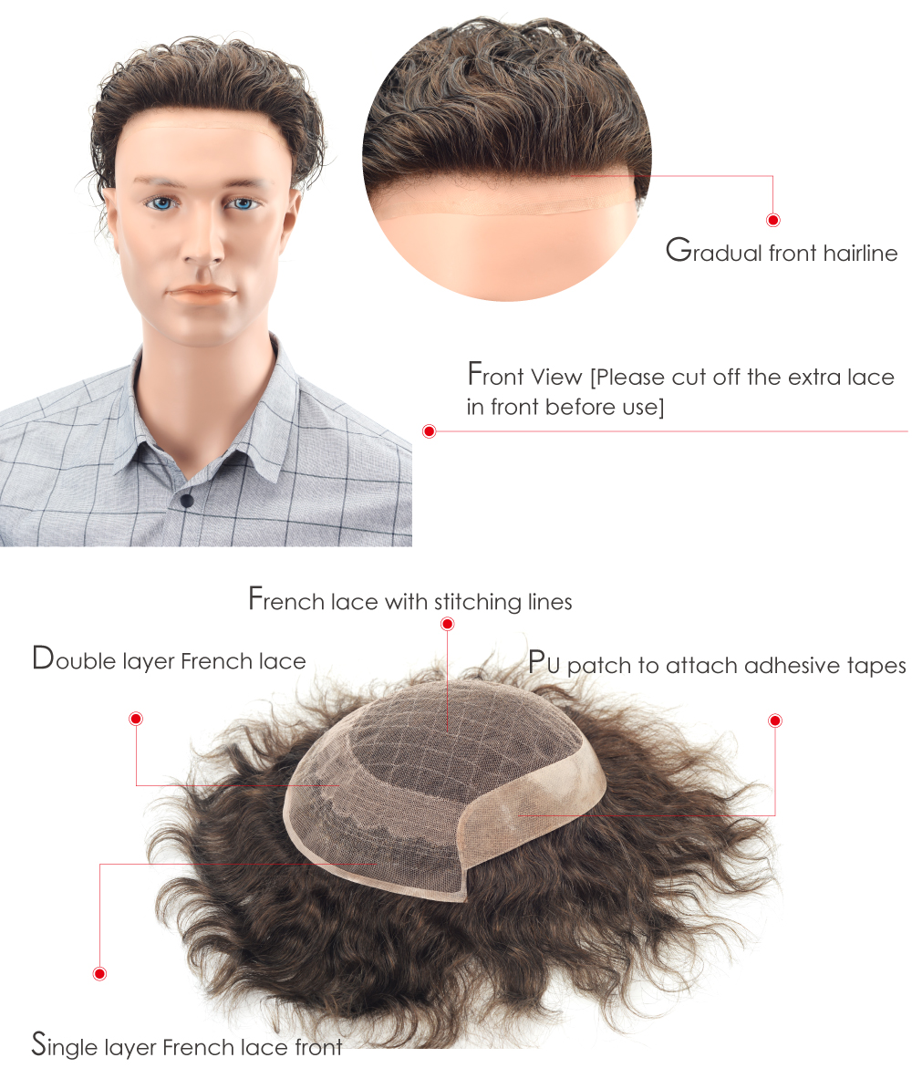 Human Hair Wig for Men Human Hair Wig for Men