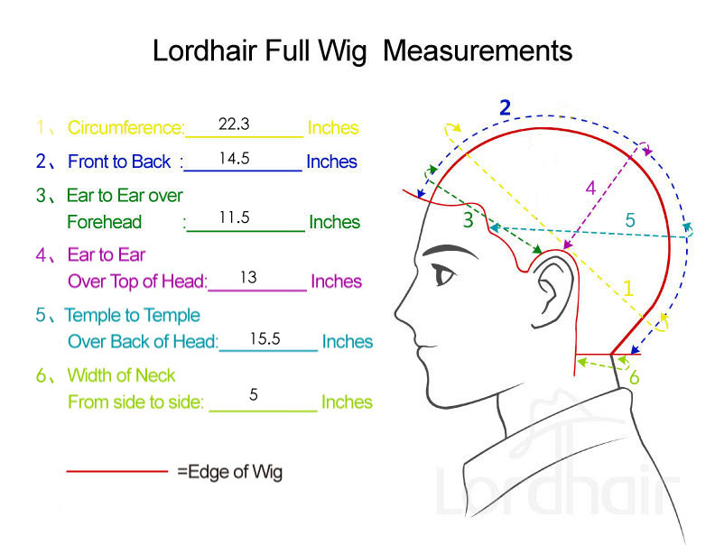 Lordhair Full Wig Measurements