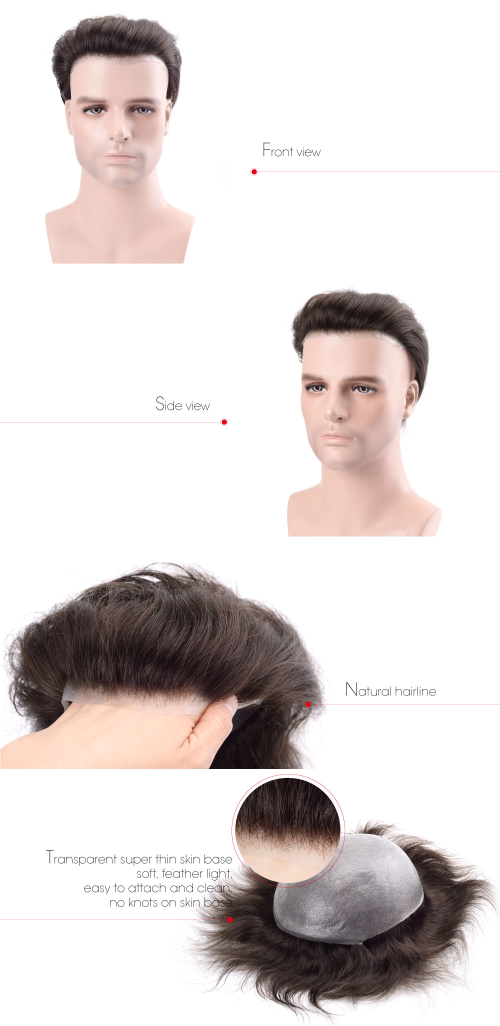 Looking Easy Wear Ready To Ship Mens Hair Pieces